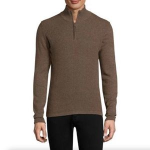 ZACHARY PRELL Mens Higgins High Neck Cotton Jumper In Coffee Brown Size …